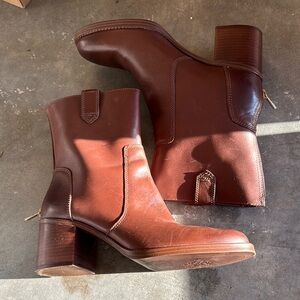 Vince Camuto Brown Heeled Boots with Chunky Heel